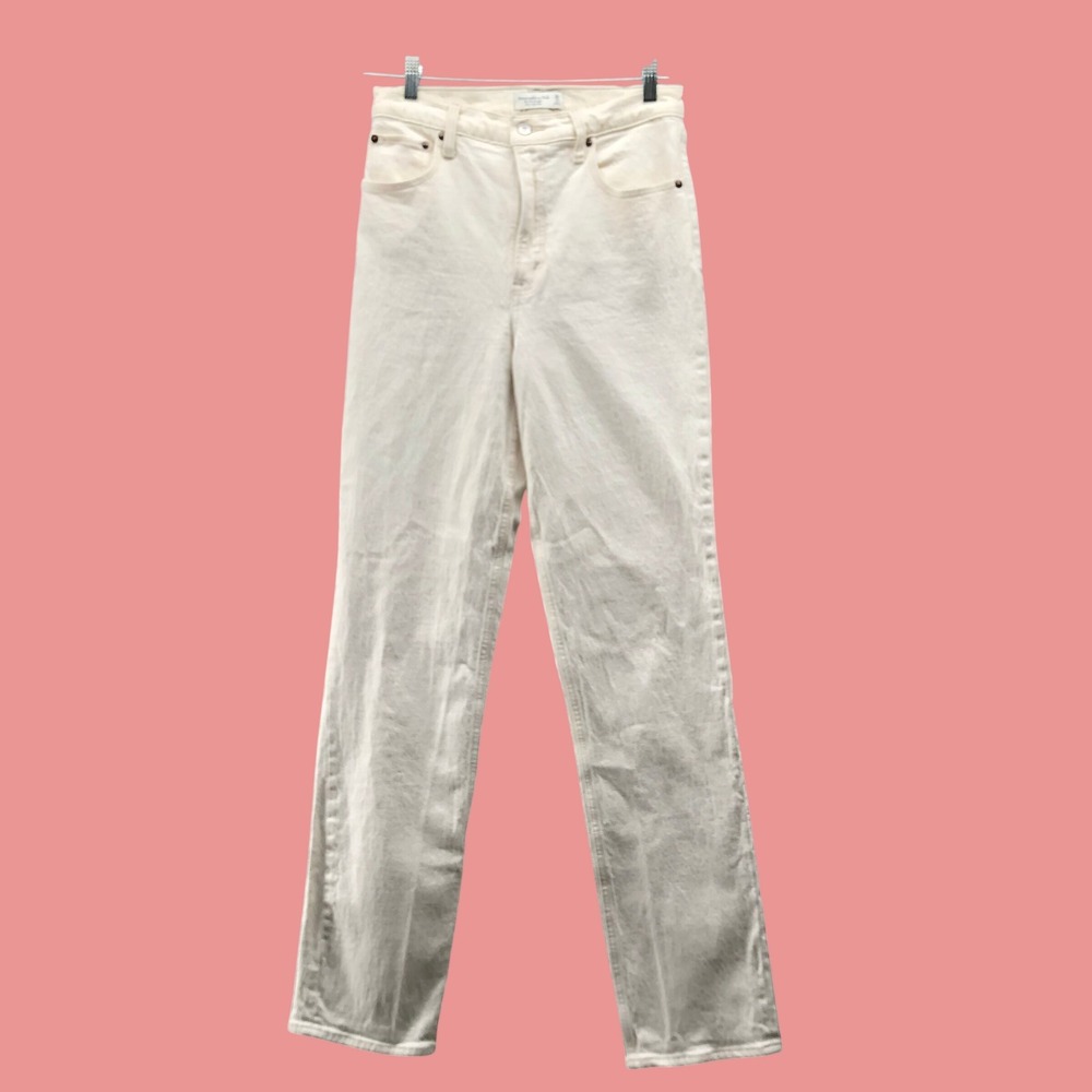 Abercrombie & Fitch Straight Leg Jeans in Off-White